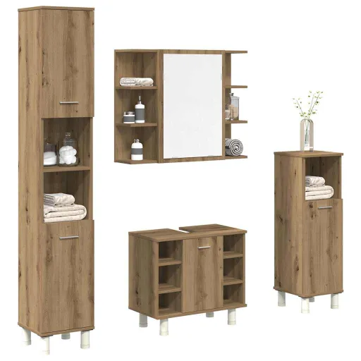 Móveis de Casa de Banho Deriv. Madeira Carvalho Artisiano (4 pcs)