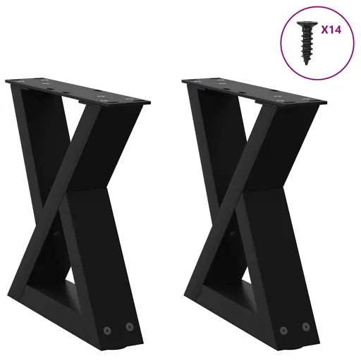 Pés para Mesa de Centro 2 Peças Preto 30x(30-31,3) cm Aço