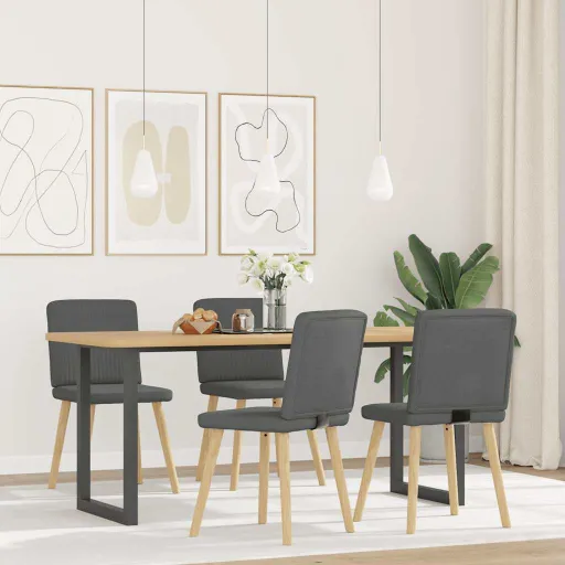 Cadeiras de Jantar   Tecido Cinzento-Escuro (4 pcs)