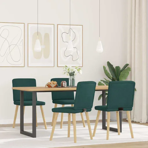 Cadeiras de Jantar   Tecido Verde Escuro (4 pcs)