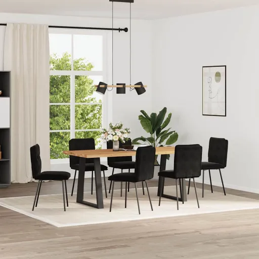 Cadeiras de Jantar   Veludo Preto (6 pcs)