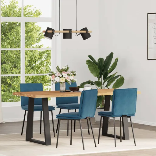 Cadeiras de Jantar   Veludo Azul (4 pcs)