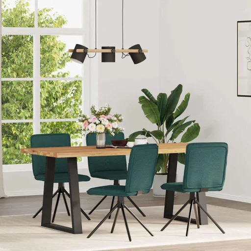Cadeiras de Jantar   Tecido Verde Escuro (4 pcs)