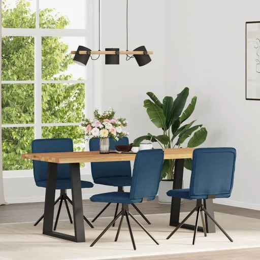 Cadeiras de Jantar   Tecido Azul (4 pcs)