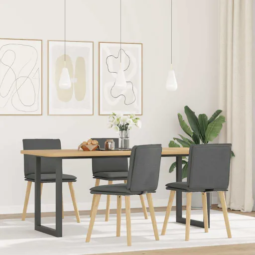 Cadeiras de Jantar   Tecido Cinzento-Escuro (4 pcs)