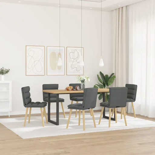 Cadeiras de Jantar   Tecido Cinzento-Escuro (6 pcs)