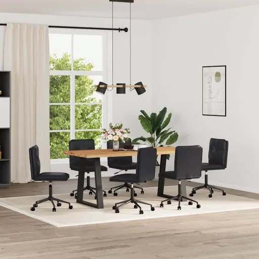 Cadeiras de Escritorio Operativa  Couro Artificial Preto (6 pcs)
