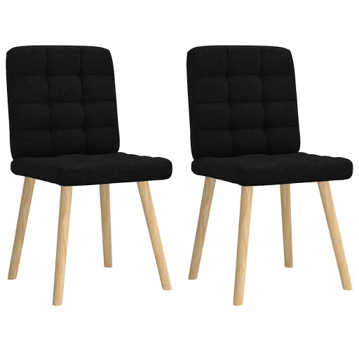 Cadeiras de Jantar   Tecido Preto (2 pcs)