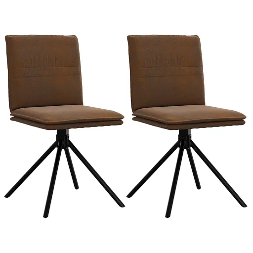 Cadeira de Jantar Brown Faux Suede Leather