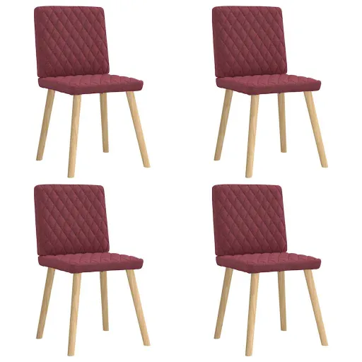 Cadeiras de Jantar   Tecido Vermelho Tinto (4 pcs)