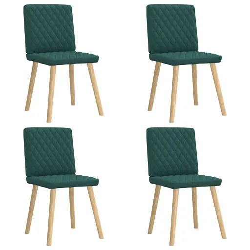 Cadeiras de Jantar   Tecido Verde Escuro (4 pcs)
