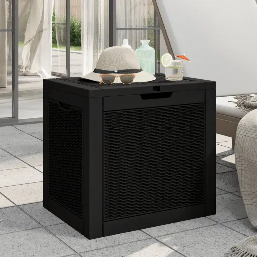 Caixa de Arrumação p/ Jardim 55,5x43x53 cm Polipropileno Preto