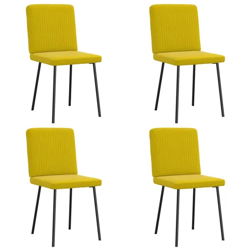 Cadeiras de Jantar   Veludo Amarelo (4 pcs)