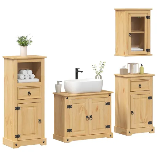 Conj. de Móveis p/ Casa de Banho Corona Pinho Maciço (4 pcs)