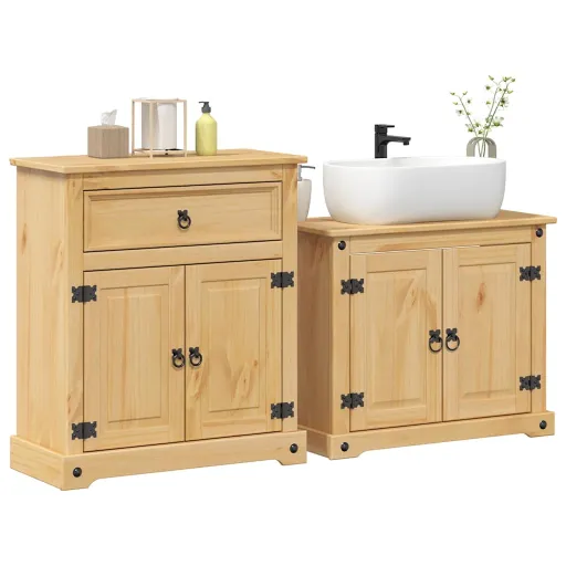 Conj. de Móveis p/ Casa de Banho Corona Pinho Maciço (2 pcs)