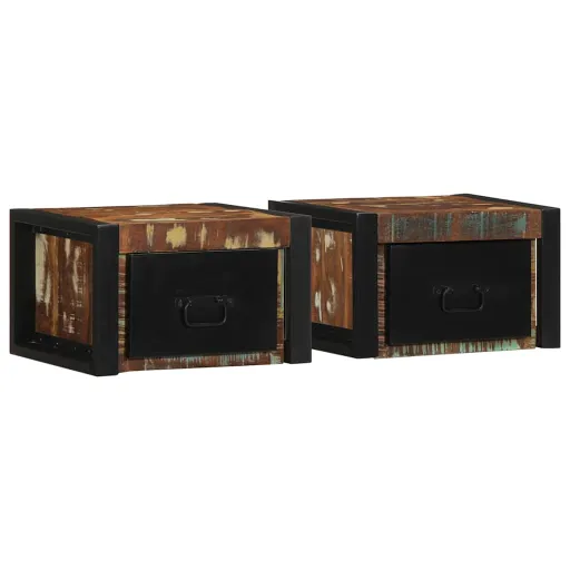 Mesas de Cabeceira,  , 40x35x25cm Madeira Maciça Recuperada (2 pcs)