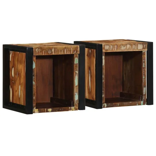 Mesas de Cabeceira,  , 40x35x40cm Madeira Maciça Recuperada (2 pcs)