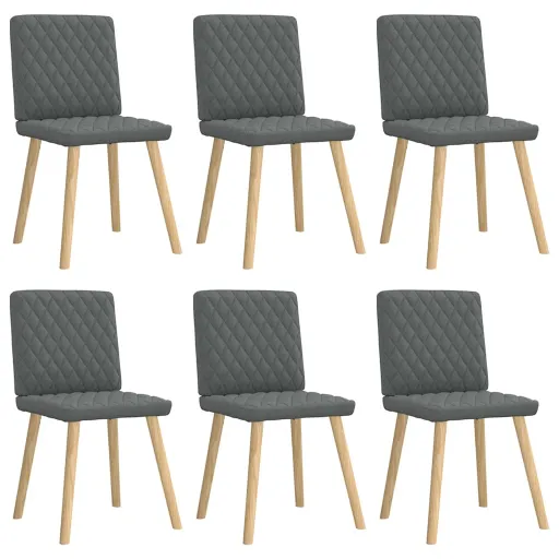 Cadeiras de Jantar   Tecido Cinzento-Escuro (6 pcs)