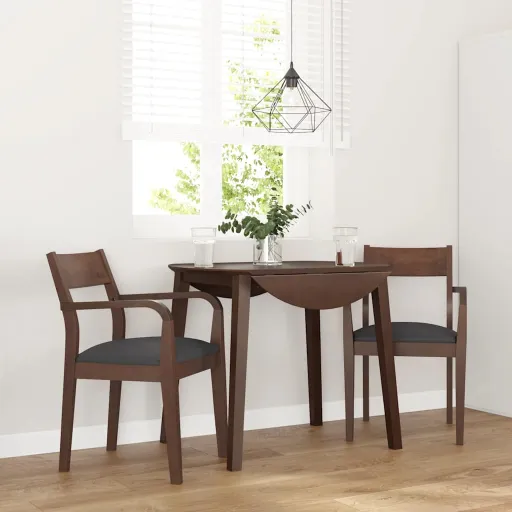 Cadeiras de Jantar com Almofadões   Madeira Maciça Castanho (2 pcs)