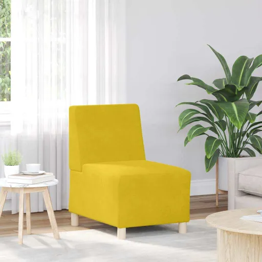 Poltrona Sem Braços 55 cm Veludo Amarelo