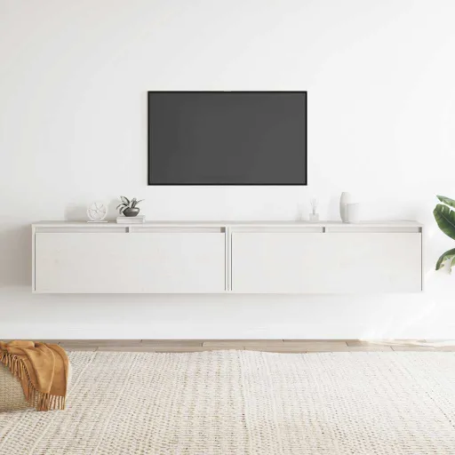 Armários de Parede   100x30x35 cm Pinho Maciço Branco (2 pcs)