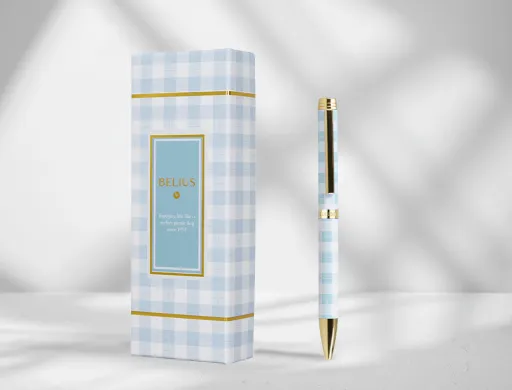 Roller Belius Picnic Aluminio Cor Azul Celeste Dourado Tinta Cor Preto Caixa de Design