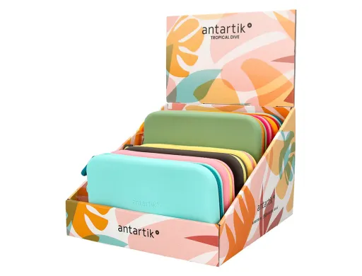 Estojo Escolar Antartik Tropical Dive Silicone Soft Retangular 190x120x25 mm Expositor de 8 Unidades