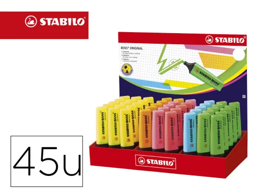 Marcador Fluorescente Stabilo Boss 70 Expositor de 45 Unidades Cores Sortidas