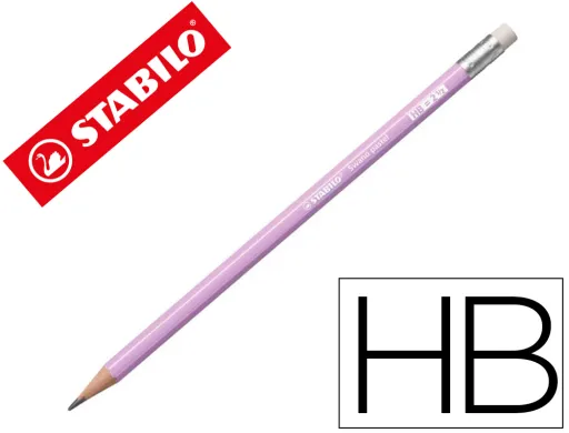 Lapis de Grafite Stabilo Swano com Borracha Mina 2,2 mm Dureza hb Lilas Pastel