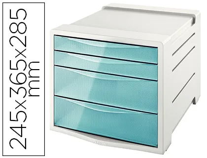 Bloco Classificador de Secretária Esselte Colour Ice Plástico 4 Gavetas Cor Azul 245x365x285 mm