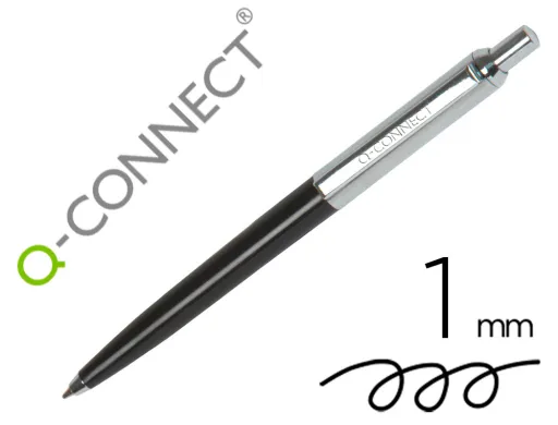 Esferografica q-Connect Premium Metalica Retratil com Clip Cor Preto Ponta 1 mm