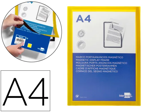 Moldura Porta Anúncios Magnética Din A4 Suporte Adesivo Removível Cor Amarelo