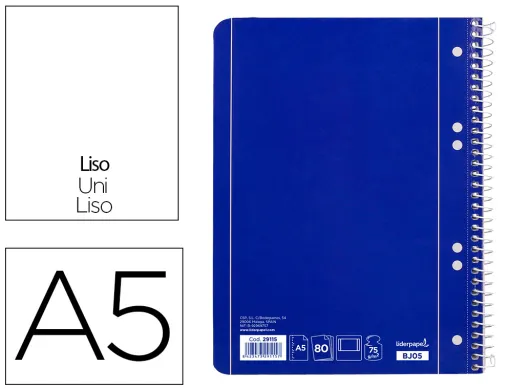 Caderno Espiral Capa Azul 80 F Din A5 Liso