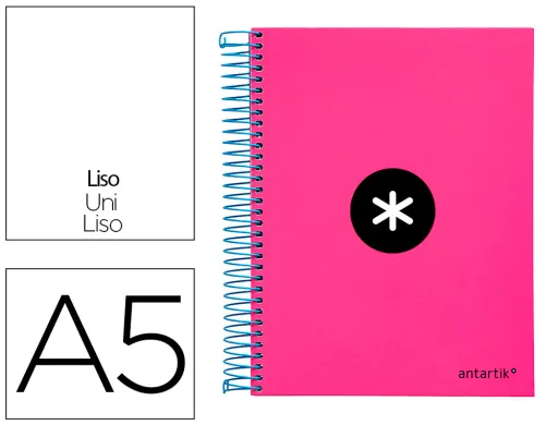 Caderno Espiral Din A5 Micro Antartik Capa Forrada 120 F 100 gr Liso com Bandas de Cores 6 Furos Cor Rosa Flu