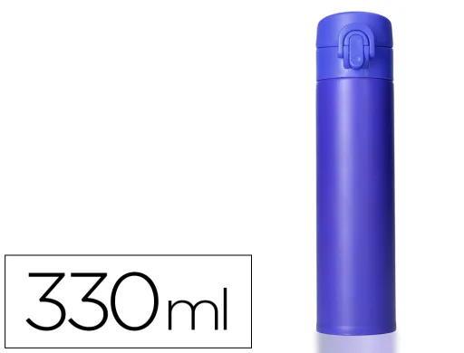 Termo Aco Inoxidavel com Dupla Cobertura e Sistema de Abertura Facil com Botao 330 Ml Cor Azul
