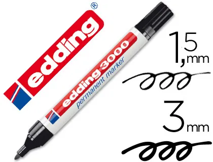 Marcador Edding 3000 Preto Permanente-Ponta Redonda 3 mm