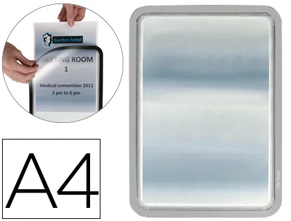 Moldura Porta-Anúncio Magnético Tarifold Din A4 em Pvc Cor Cinza Pack de 2 Unidades