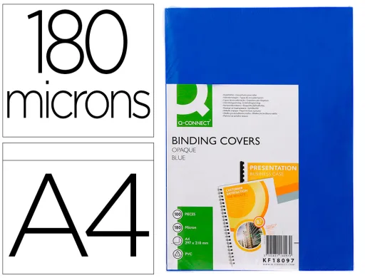 Capa de Encadernação Q-Connect Pvc Din A4 Opaca Azul 180 Microns Pack de 100 Unidades