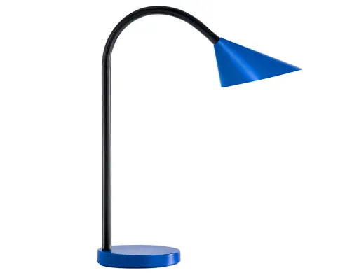 Candeeiro de Escritorio Unilux Sol LED 4w Braco Flexível Abs e Metal Azul Base 14 cm Diametro