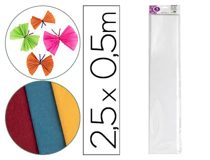 Papel Crepe em Celofane 50 cm X 2,5 M Branco Classico