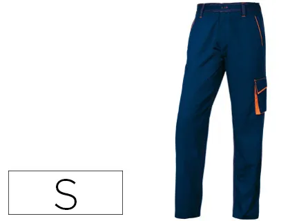 Calças Deltaplus com Cintura Ajustavel e 5 Bolsos Cor Azul Laranja Tamanho s