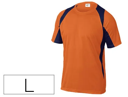 T-Shirt Deltaplus Poliester Manga Curta Colarinho Redondo Tratamento Secagem Rapida Cor Laranja-Marinho Tamanho l