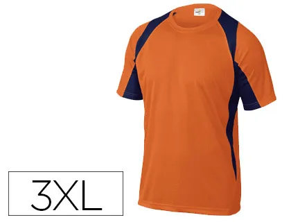 T-Shirt Deltaplus Poliester Manga Curta Colarinho Redondo Tratamento Secagem Rapida Cor Laranja-Marinho Tamanho Xxxl