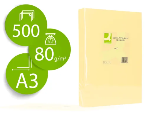 Papel de Cor Q-Connect Din A3 80gr Champagne Pack de 500 Folhas