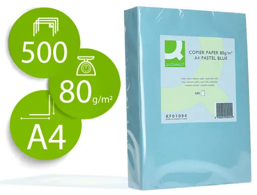 Papel de Cor Q-Connect Din A4 80gr Azul Pack de 500 Folhas
