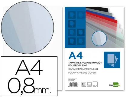 Capa de Encadernação Polipropileno Din A4 0.8 mm Transparente Pack de 50 Unidades