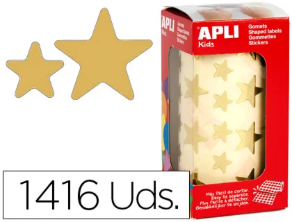 Etiquetas Apli Autoadesivos Estrelas Grandes Ouro em Rolo com 1416 Unidades