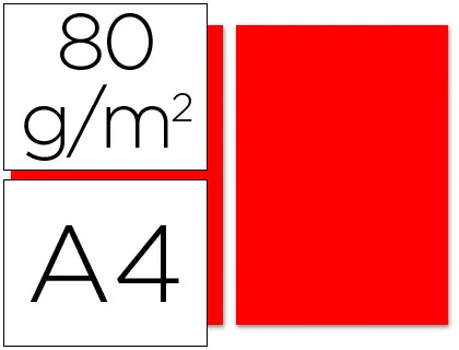 Papel de Cor Din A4 Pack 100 Folhas Vermelho