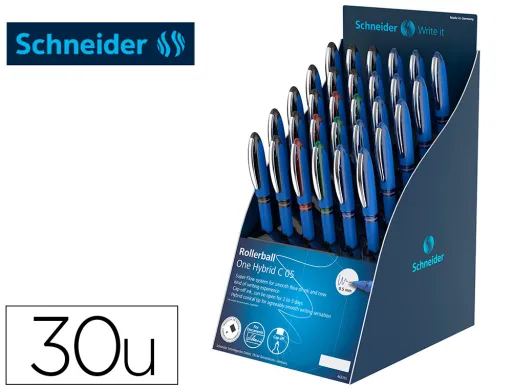 Roller Schneider One Hybrid Ponta Conica 0,5 mm Expositor de 30 Unidades Cores Sortidas 168x315x218 mm