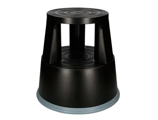 Tamborete / Escadote Q-Connect com Rodas Retrateis Preto
